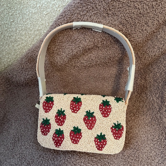 🍓🍓 NWT ANTHROPOLOGIE x MAEVE - Fiona Beaded Bag: Food & Drink, Strawberry Fields - Picture 4 of 4